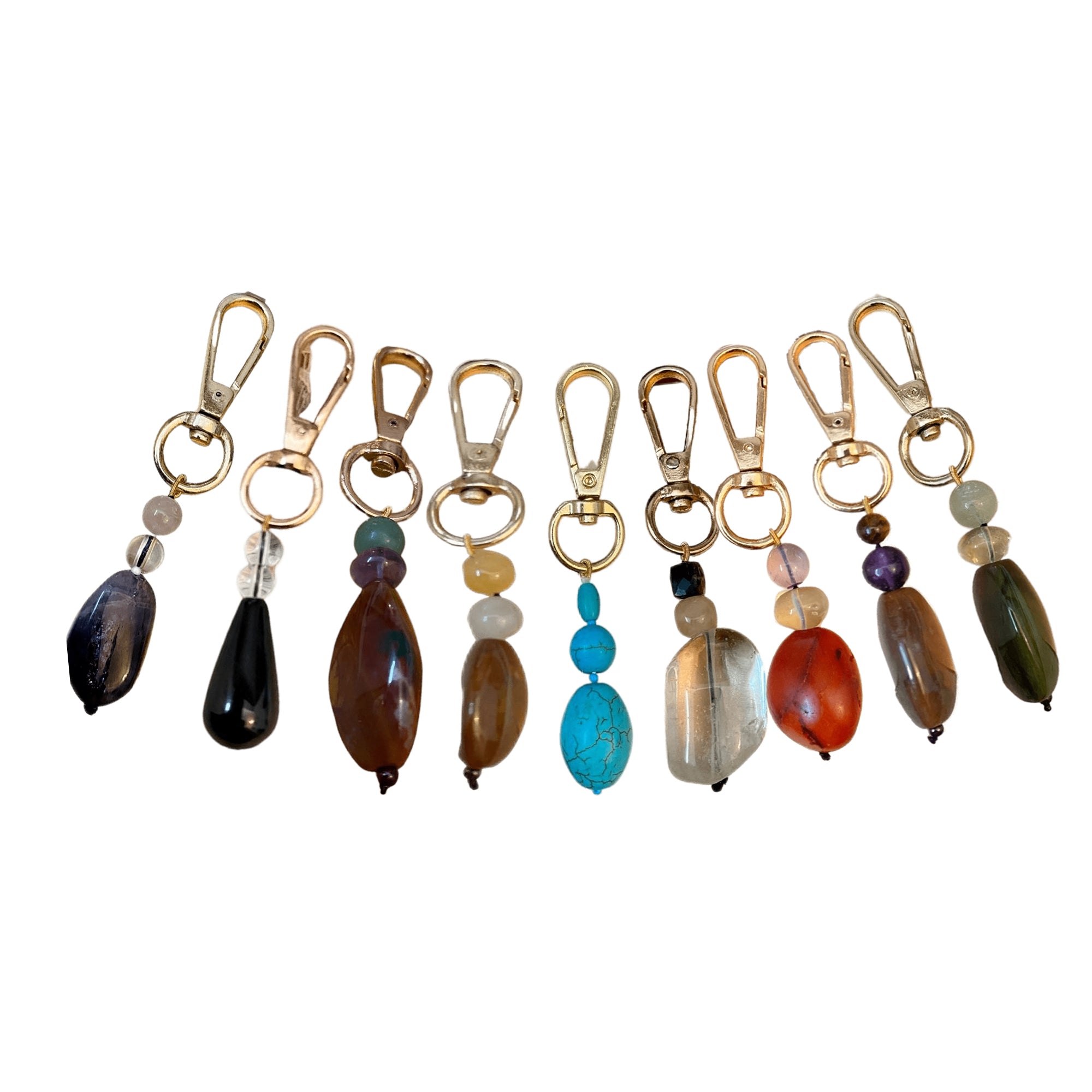 Amulet Accessory Key Chains in combination of 2 or 3 gemstones