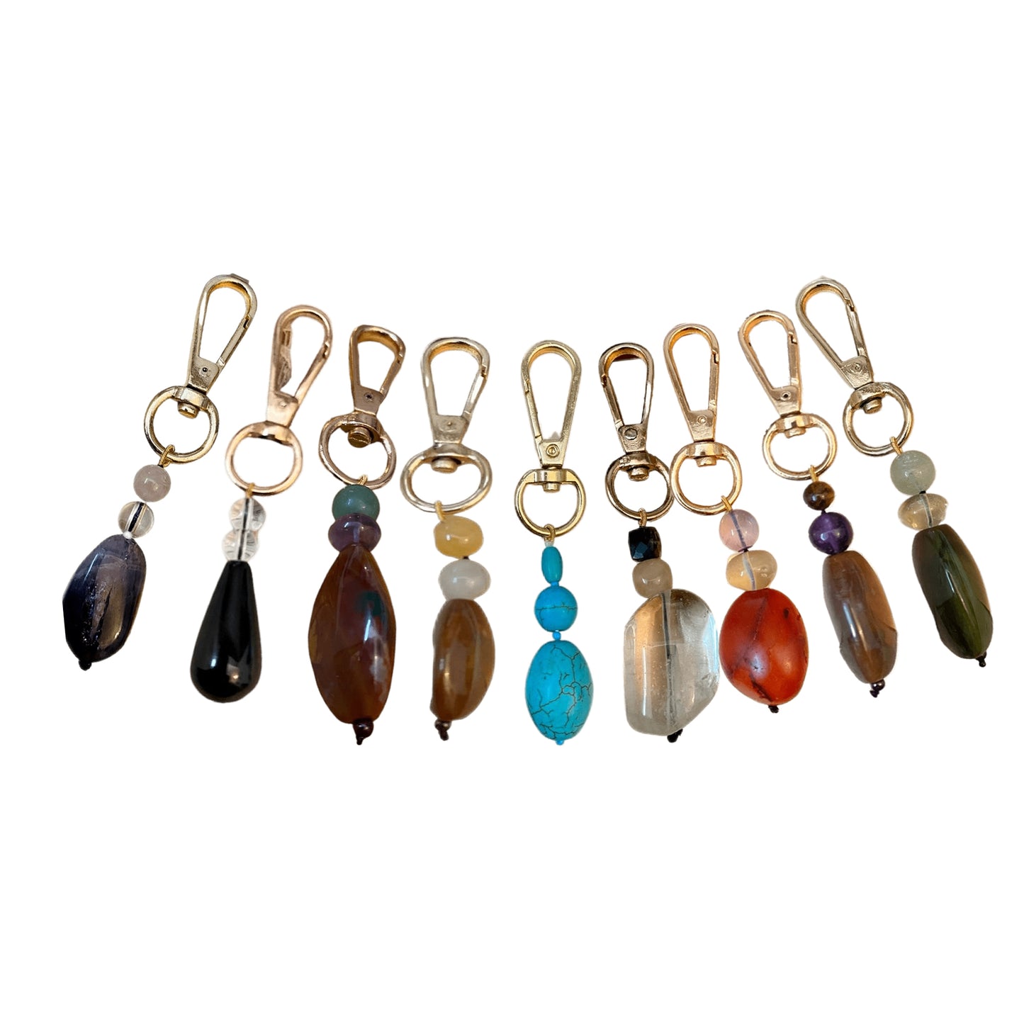 Amulet Accessory Key Chains in combination of 2 or 3 gemstones