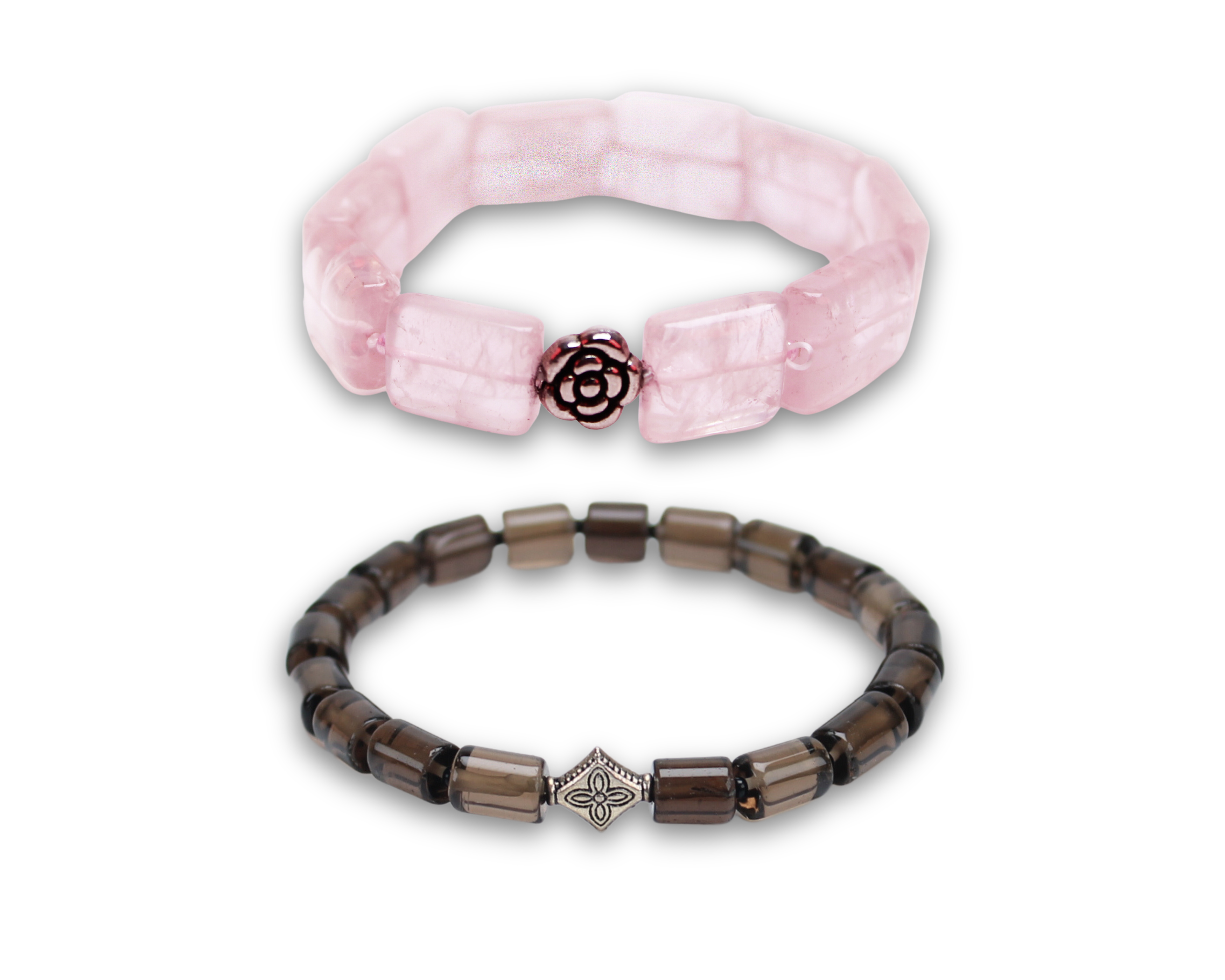 Anti-Addiction Smokey Quartz and Calming Rose Quartz Bracelet